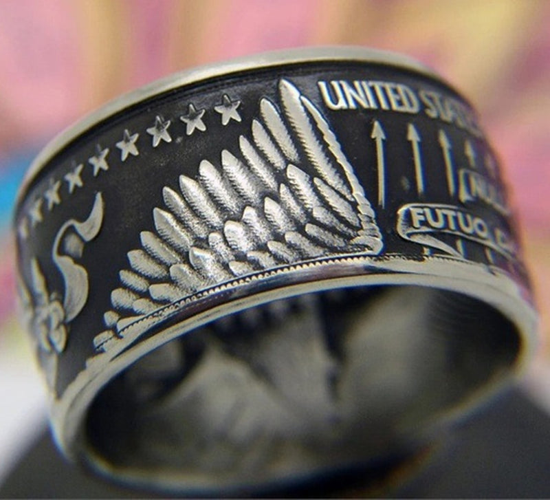 Anillo de aleación estilo punk para hombre y mujer, anillo con letras en inglés