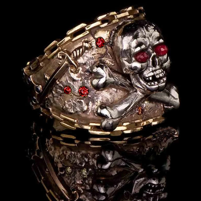 Anillo de calavera estilo punk clásico para hombre y mujer Anillo de Halloween