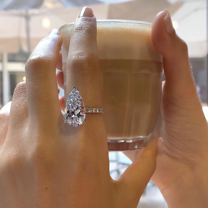 Anillo de circonita con centro de corazón de amor para mujer, joyería que combina con todo