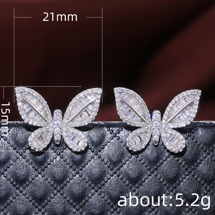 Pendientes de mariposa de moda japonesa y coreana, pendientes de temperamento con incrustaciones de diamantes