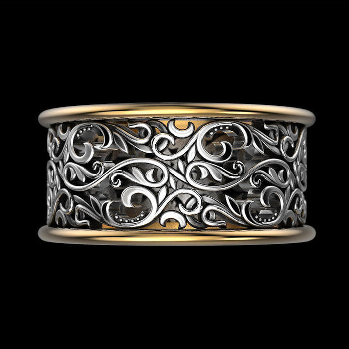 Creative retro hollow pattern alloy men's ring