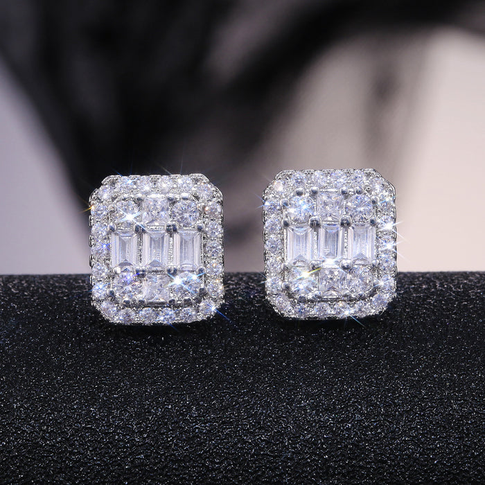 Small fresh square zircon women's earrings versatile accessories