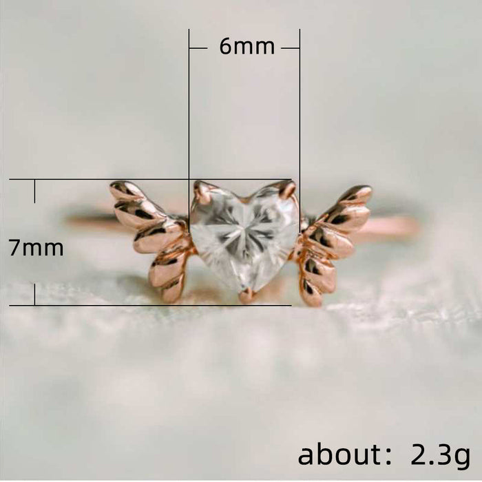 Micro-inlaid zircon heart ring personality creative ring