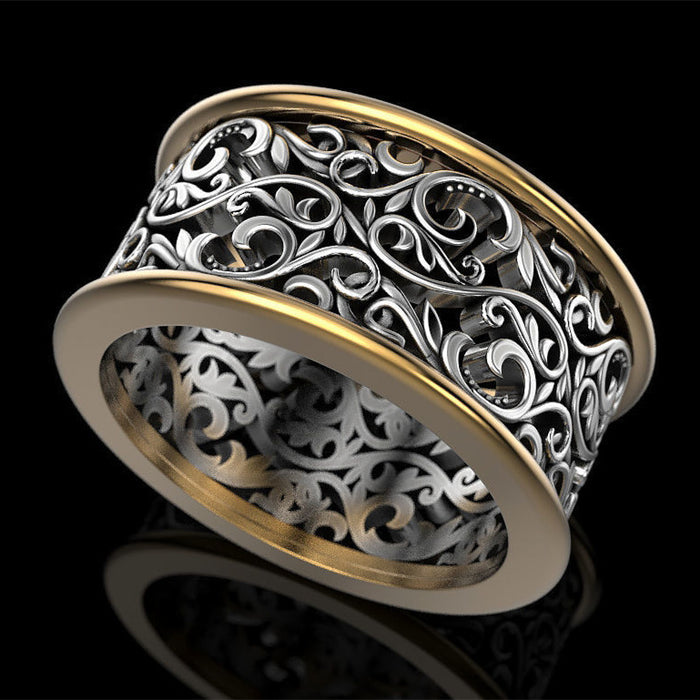 Creative retro hollow pattern alloy men's ring