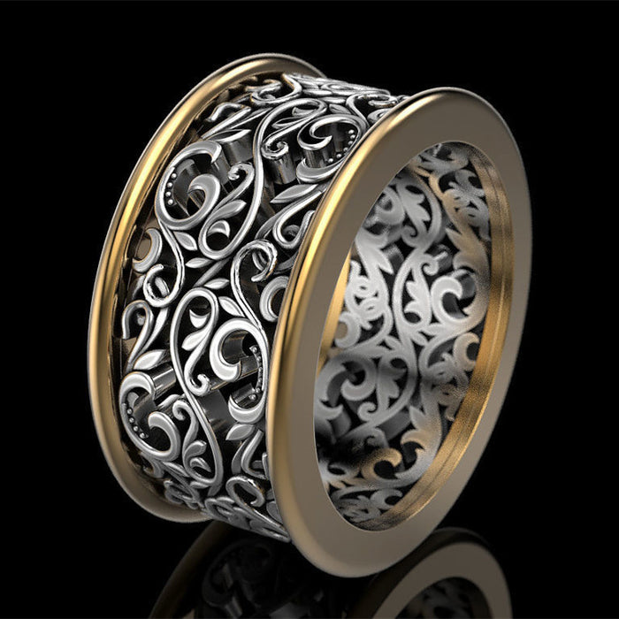 Creative retro hollow pattern alloy men's ring