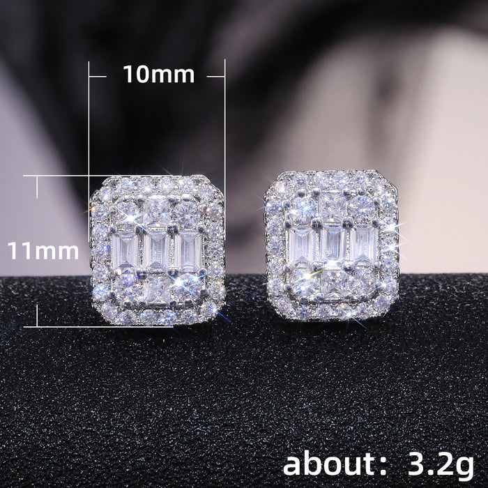 Small fresh square zircon women's earrings versatile accessories