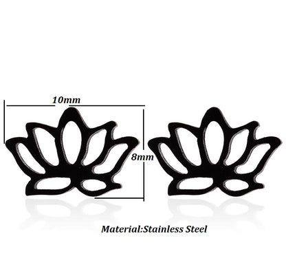 Snow Lotus Flower Hollow Stud Earrings - Fresh and Simple Floral Jewelry