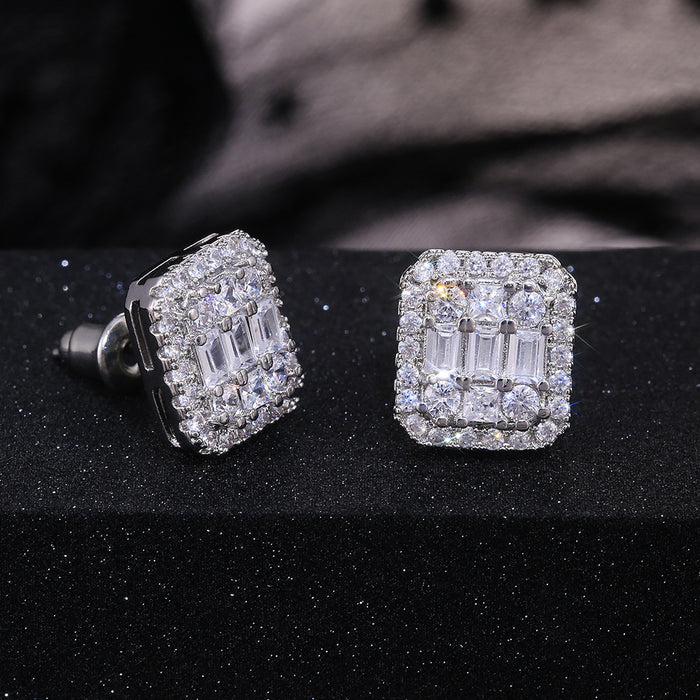 Small fresh square zircon women's earrings versatile accessories