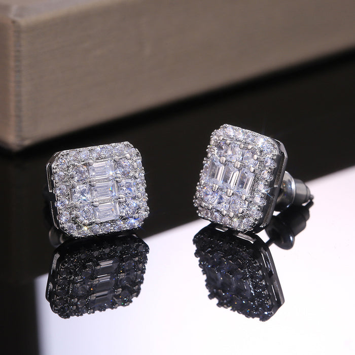 Small fresh square zircon women's earrings versatile accessories