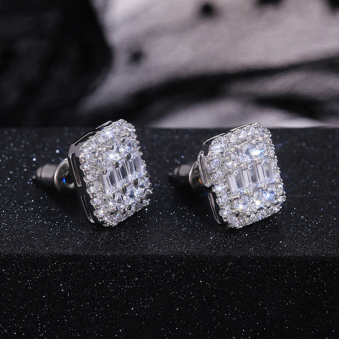 Small fresh square zircon women's earrings versatile accessories