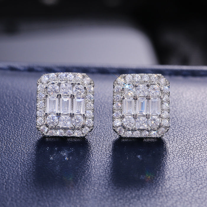 Small fresh square zircon women's earrings versatile accessories