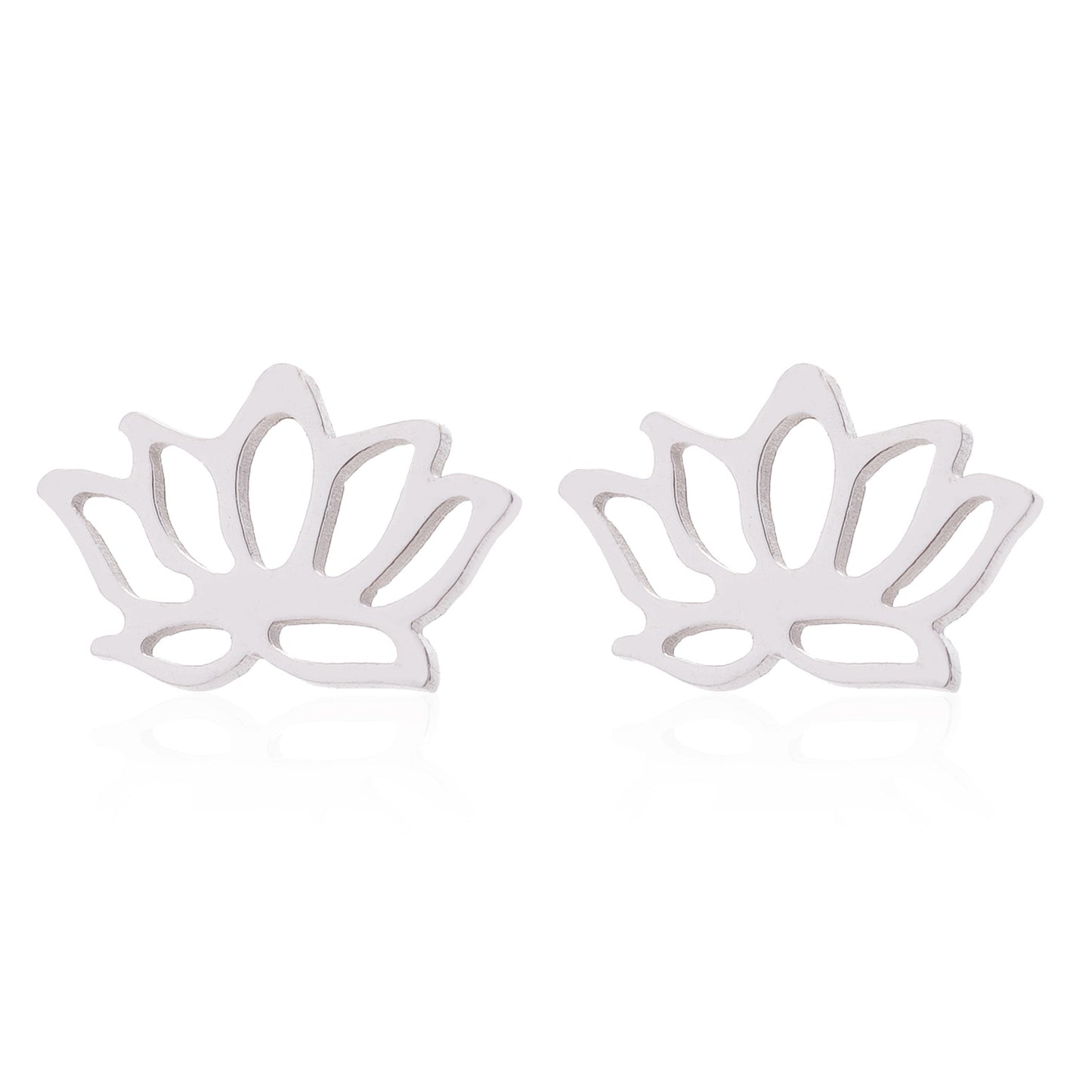 Snow Lotus Flower Hollow Stud Earrings - Fresh and Simple Floral Jewelry