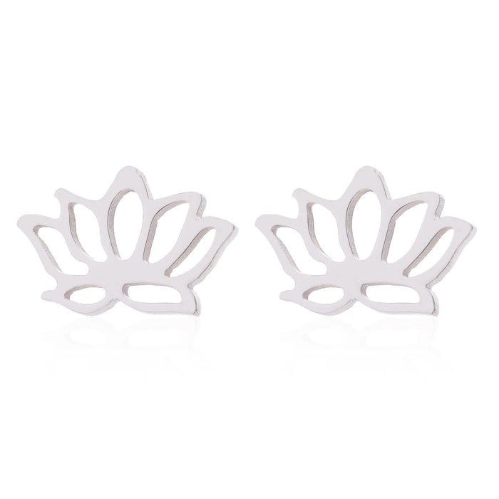 Snow Lotus Flower Hollow Stud Earrings - Fresh and Simple Floral Jewelry