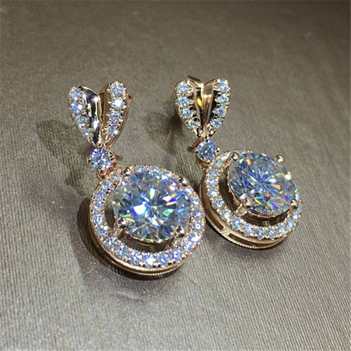 Zirconia Heart Shaped Drop Earrings Wedding Jewelry