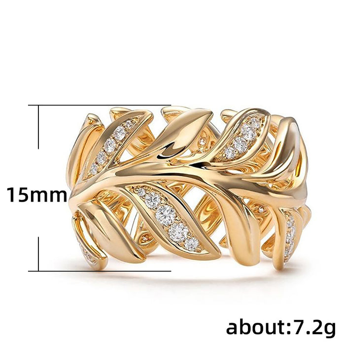 Creative vine leaf women's zircon ring party jewelry