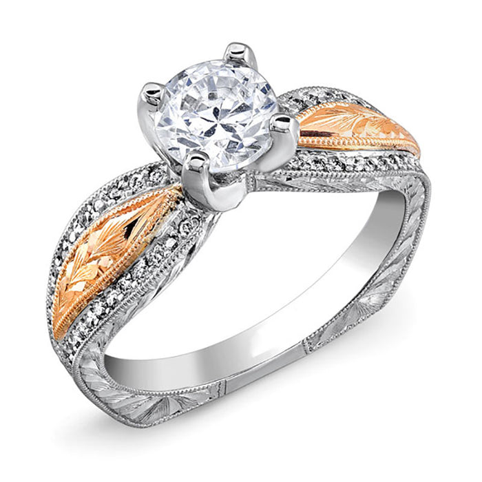 Women's Two-tone Engagement Ring Copper Plated White Gold Micro-paved