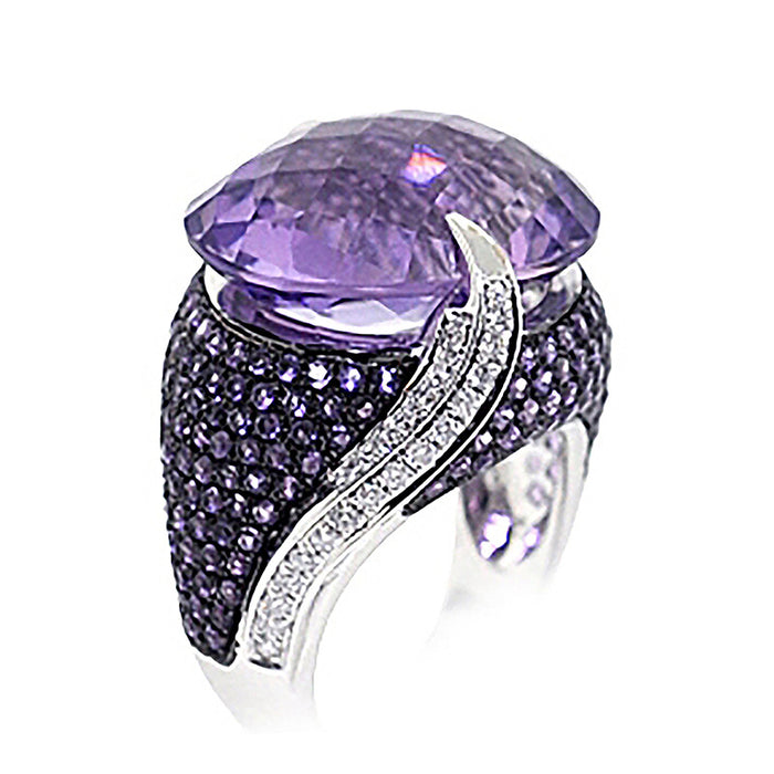 Classic and versatile purple zircon women's ring