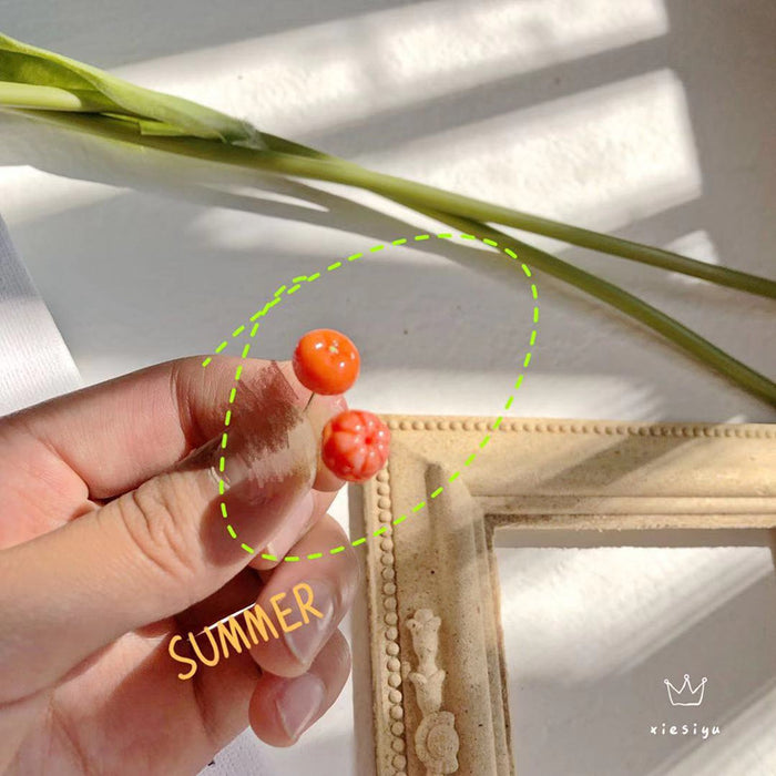 Summer fruit earrings, fresh and versatile orange earrings