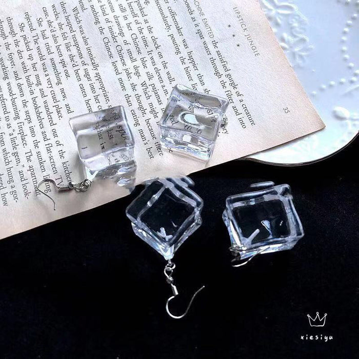 Ice cube long earrings summer simple acrylic earrings