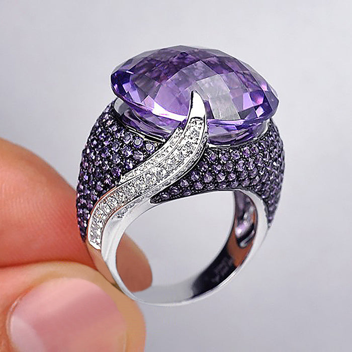 Classic and versatile purple zircon women's ring