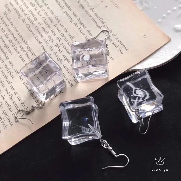 Ice cube long earrings summer simple acrylic earrings