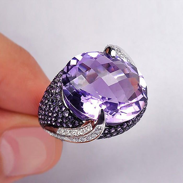 Classic and versatile purple zircon women's ring