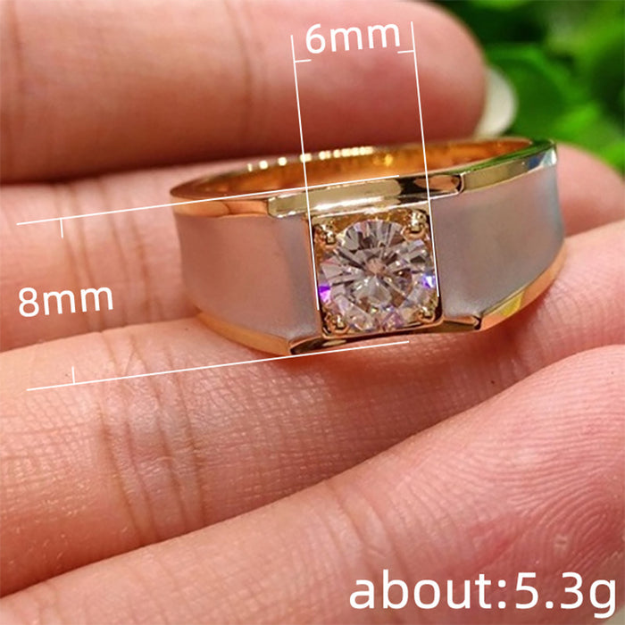 Anillo de circonita redonda con microincrustaciones, joyería de viaje sencilla y versátil.