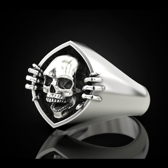 Anillo creativo retro punk con calavera para hombre