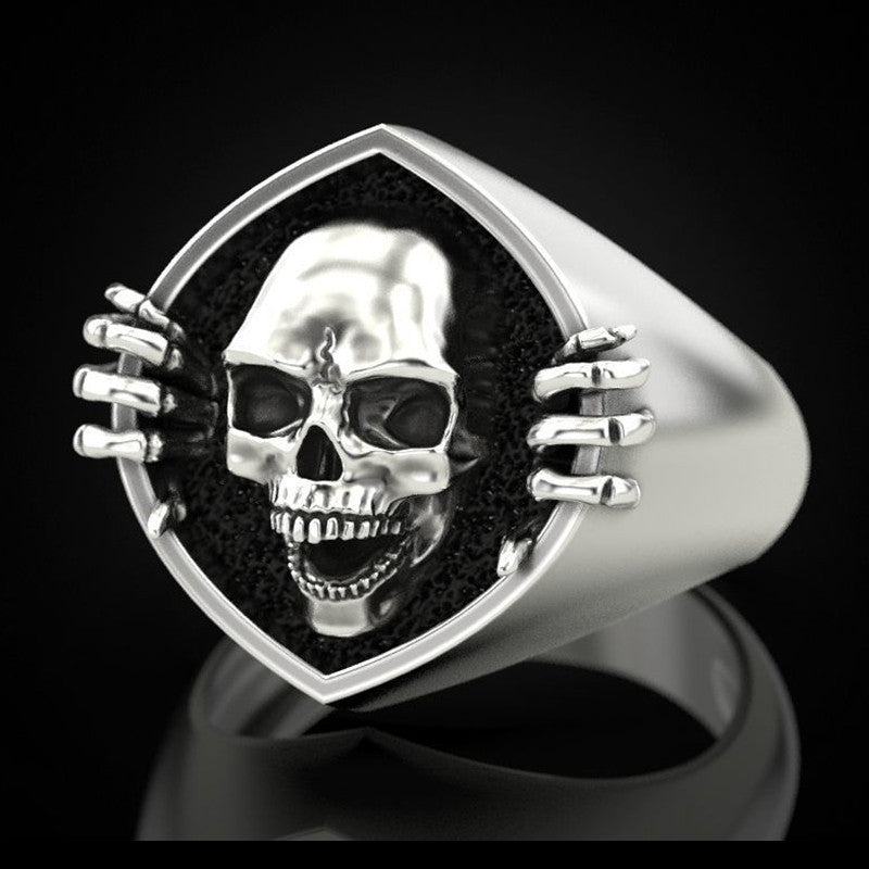 Retro punk skull men's ring creative ring