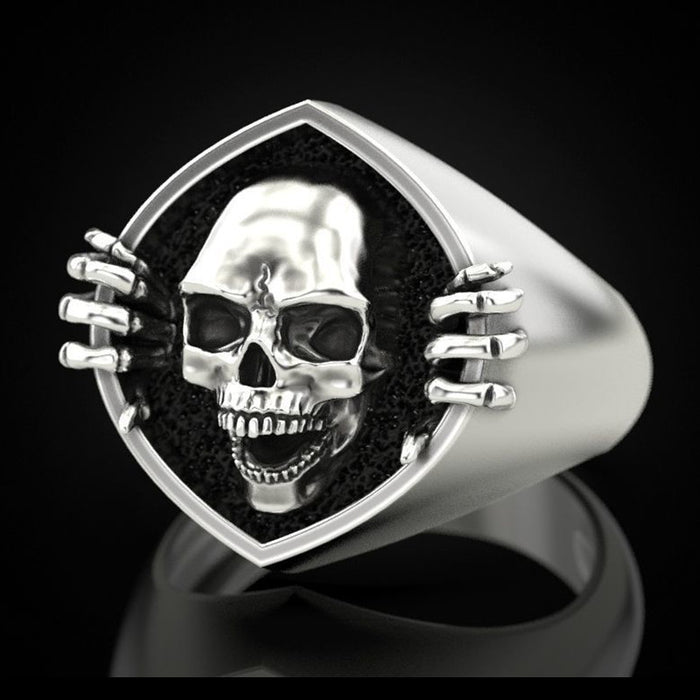 Anillo creativo retro punk con calavera para hombre