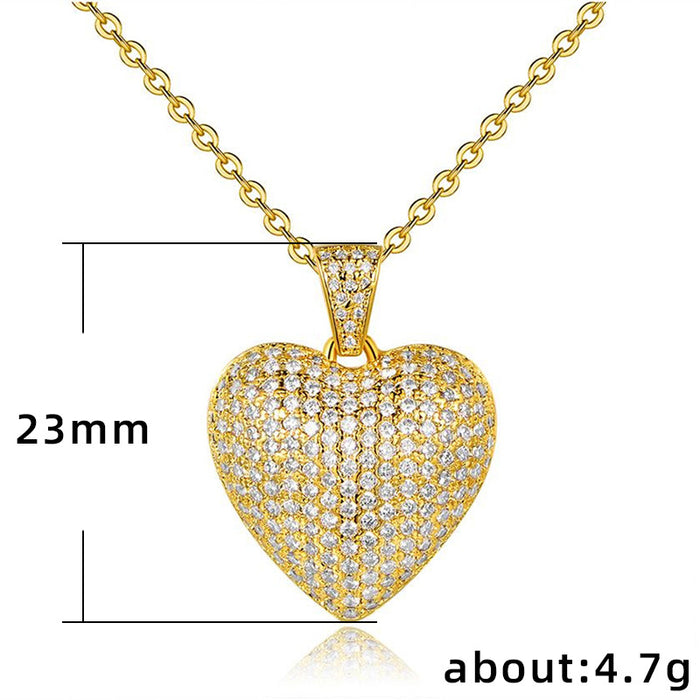 Love heart necklace for women, fully inlaid with zircon jewelry, factory