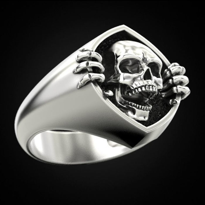 Anillo creativo retro punk con calavera para hombre