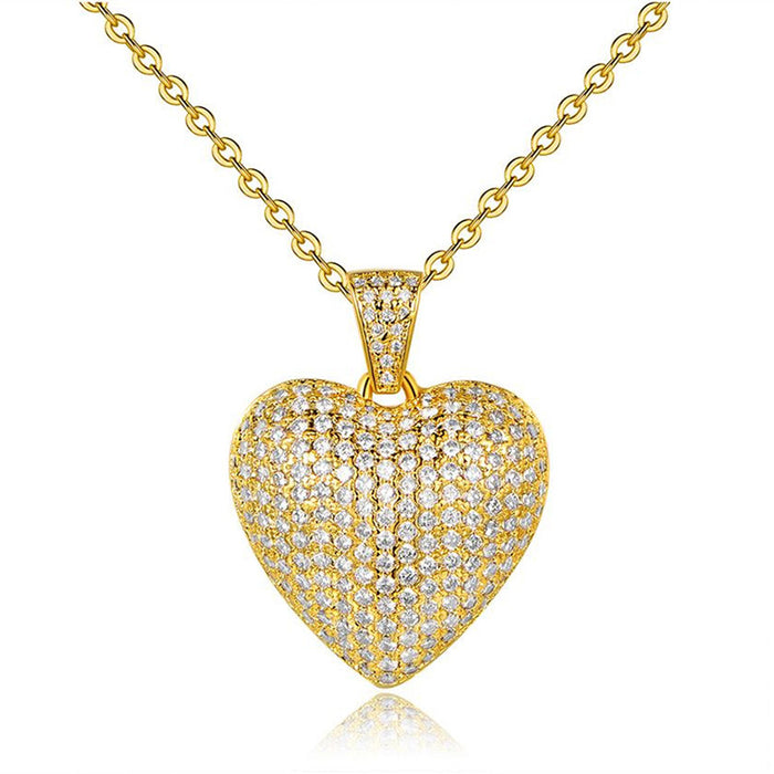 Love heart necklace for women, fully inlaid with zircon jewelry, factory