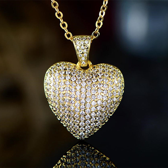 Love heart necklace for women, fully inlaid with zircon jewelry, factory