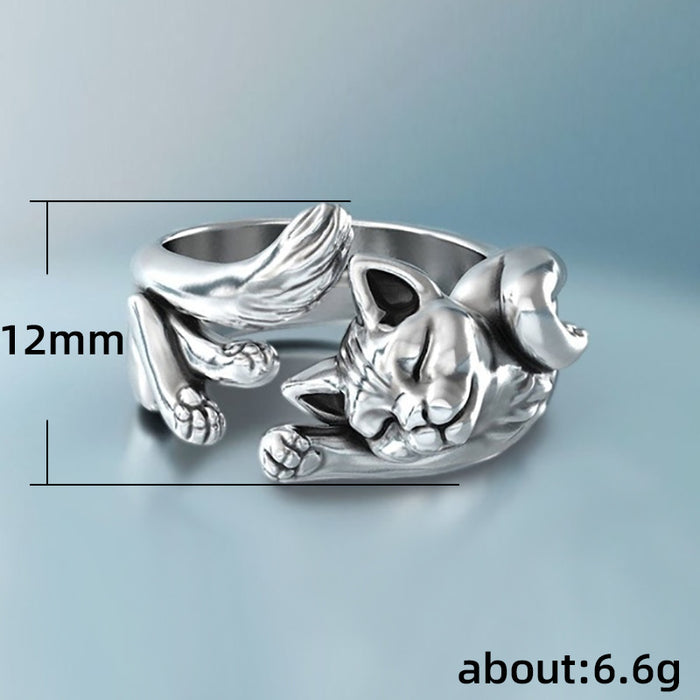 Kitten Ring Copper Silver Plated Women's Jewelry