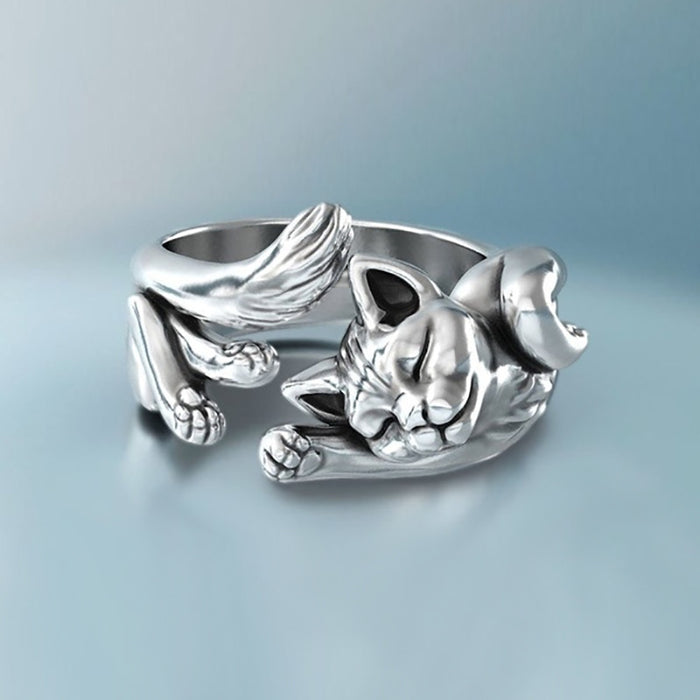 Kitten Ring Copper Silver Plated Women's Jewelry