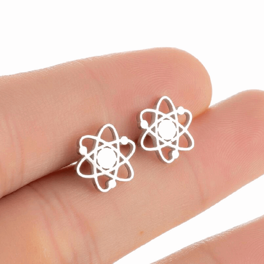 Molecular cutout stainless steel earrings