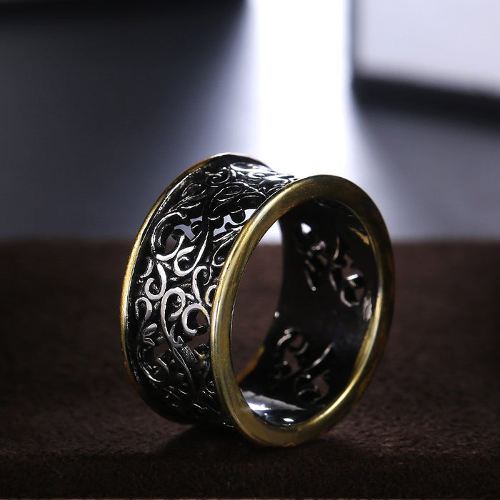 Creative retro hollow pattern alloy men's ring