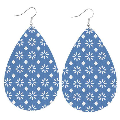 Simple Ethnic Waterdrop Leather Earrings with Bohemian Christmas Tree Design