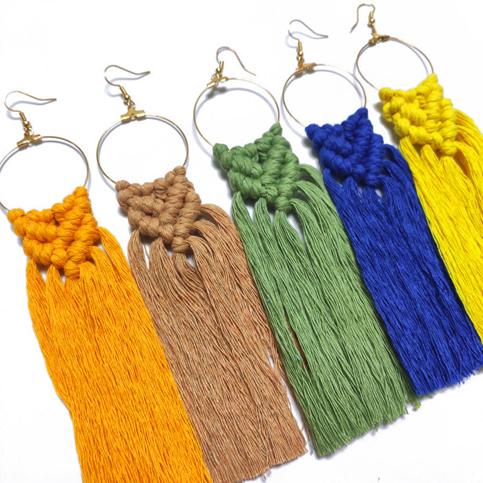 Handwoven Bohemian Tassel Earrings for Simple Ethnic Style