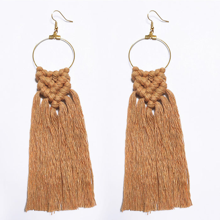 Handwoven Bohemian Tassel Earrings for Simple Ethnic Style