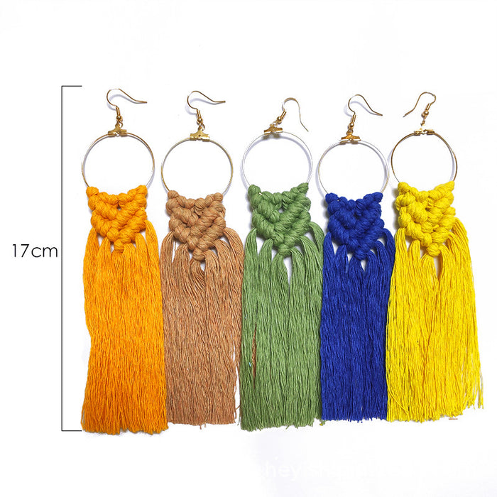 Handwoven Bohemian Tassel Earrings for Simple Ethnic Style