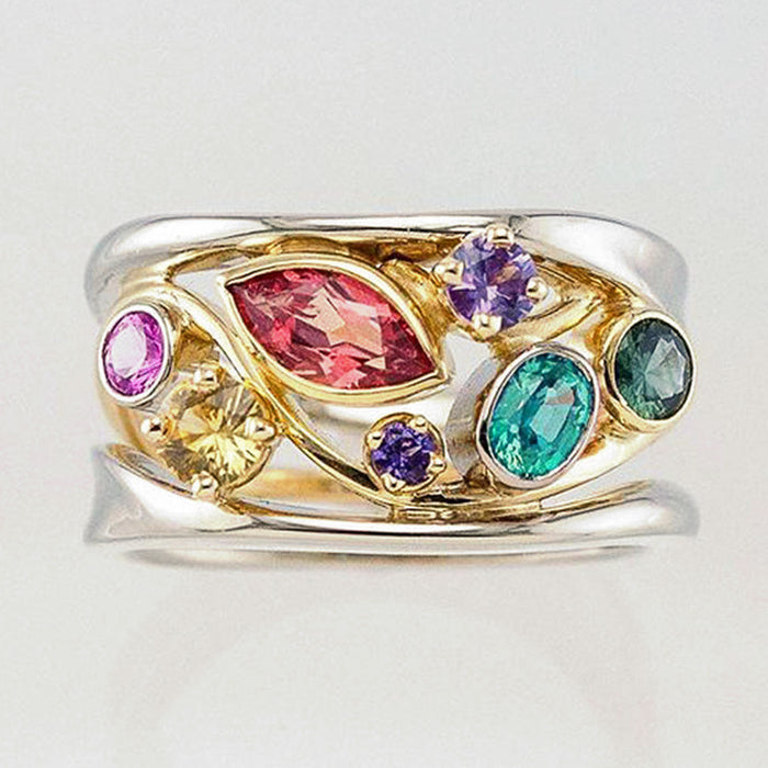 Multi-colored stone rings are popular and versatile jewelry for women