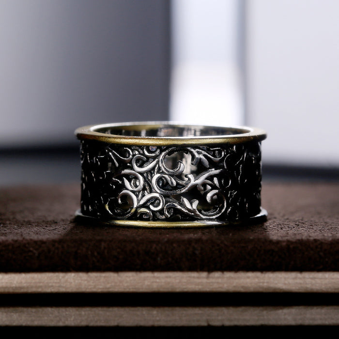 Creative retro hollow pattern alloy men's ring