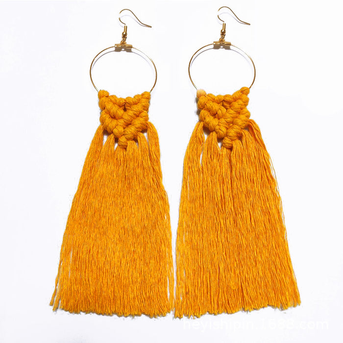 Handwoven Bohemian Tassel Earrings for Simple Ethnic Style