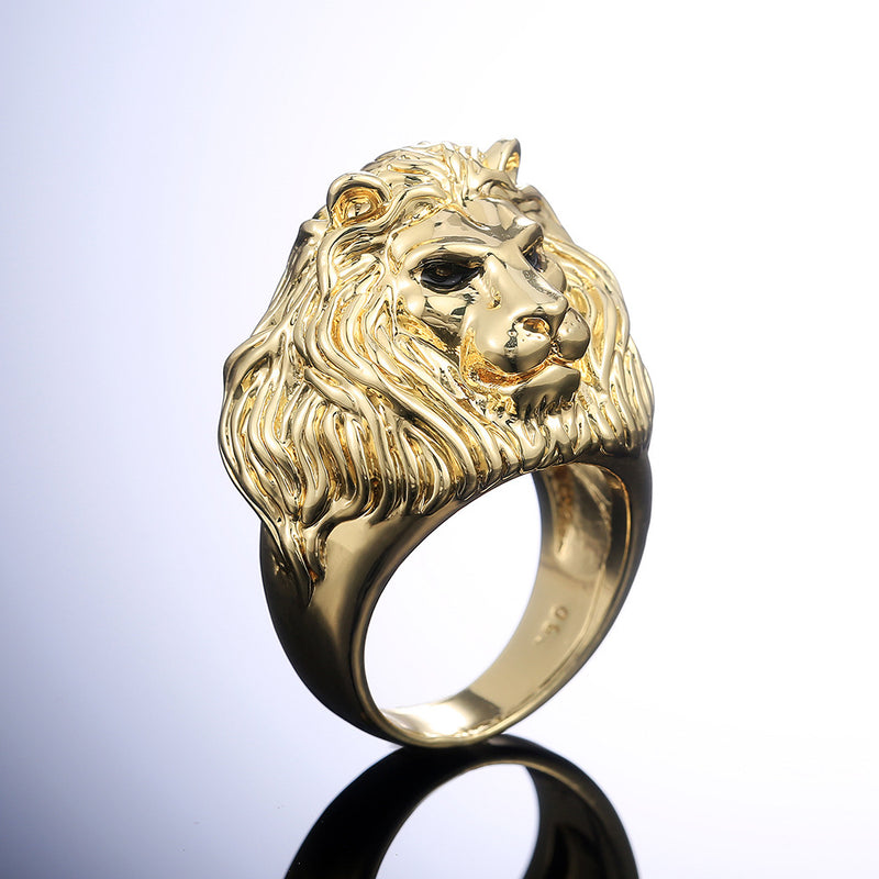 Anillo de cabeza de león, joyería de moda para hombres.
