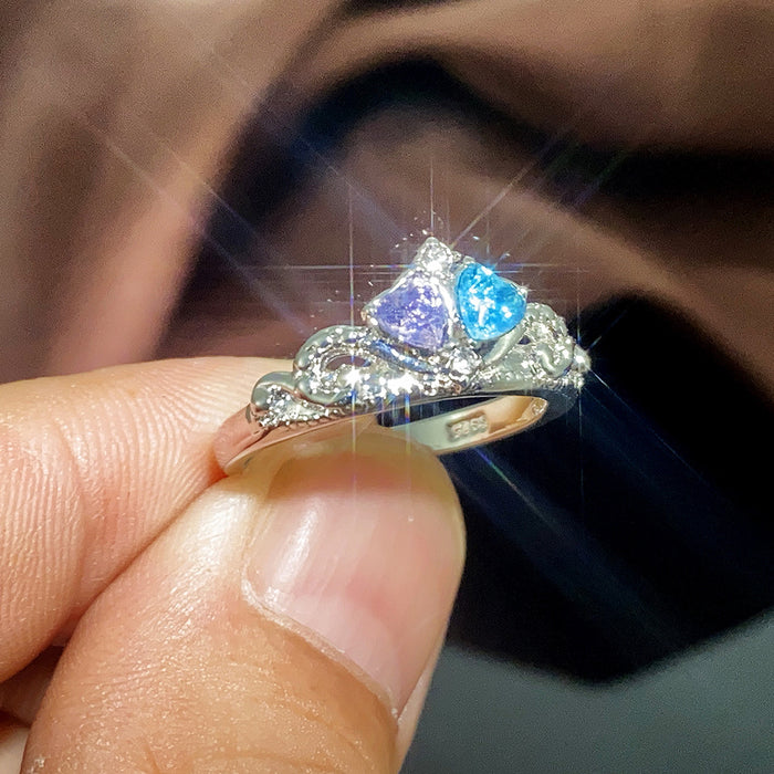 Blue Zirconia Heart Shaped Ring