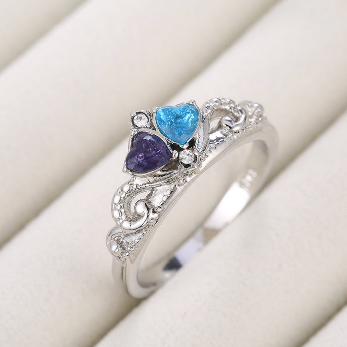 Blue Zirconia Heart Shaped Ring