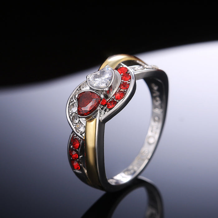 Anillo de circonitas tricolores con combinación de múltiples círculos