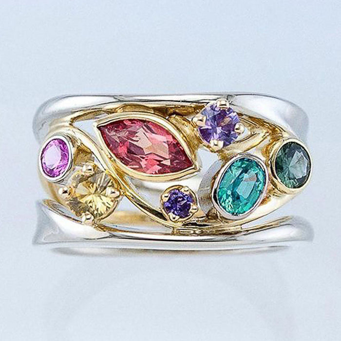 Multi-colored stone rings are popular and versatile jewelry for women